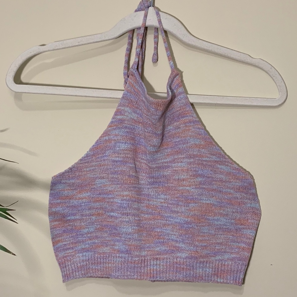 Multicolored Crochet Halter Crop Top